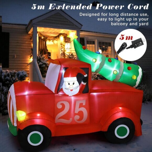 ⚡7.8FT Christmas Inflatable Red Car Built-in LED Light Yard Outdoor Decorations - Picture 5 of 9